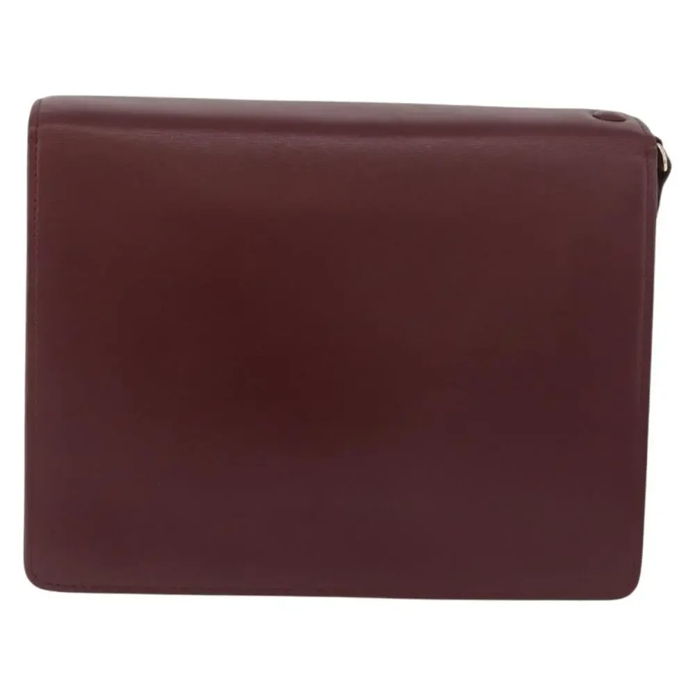 Cartier Leather Must Line Clutch Bag Bordeaux Gold